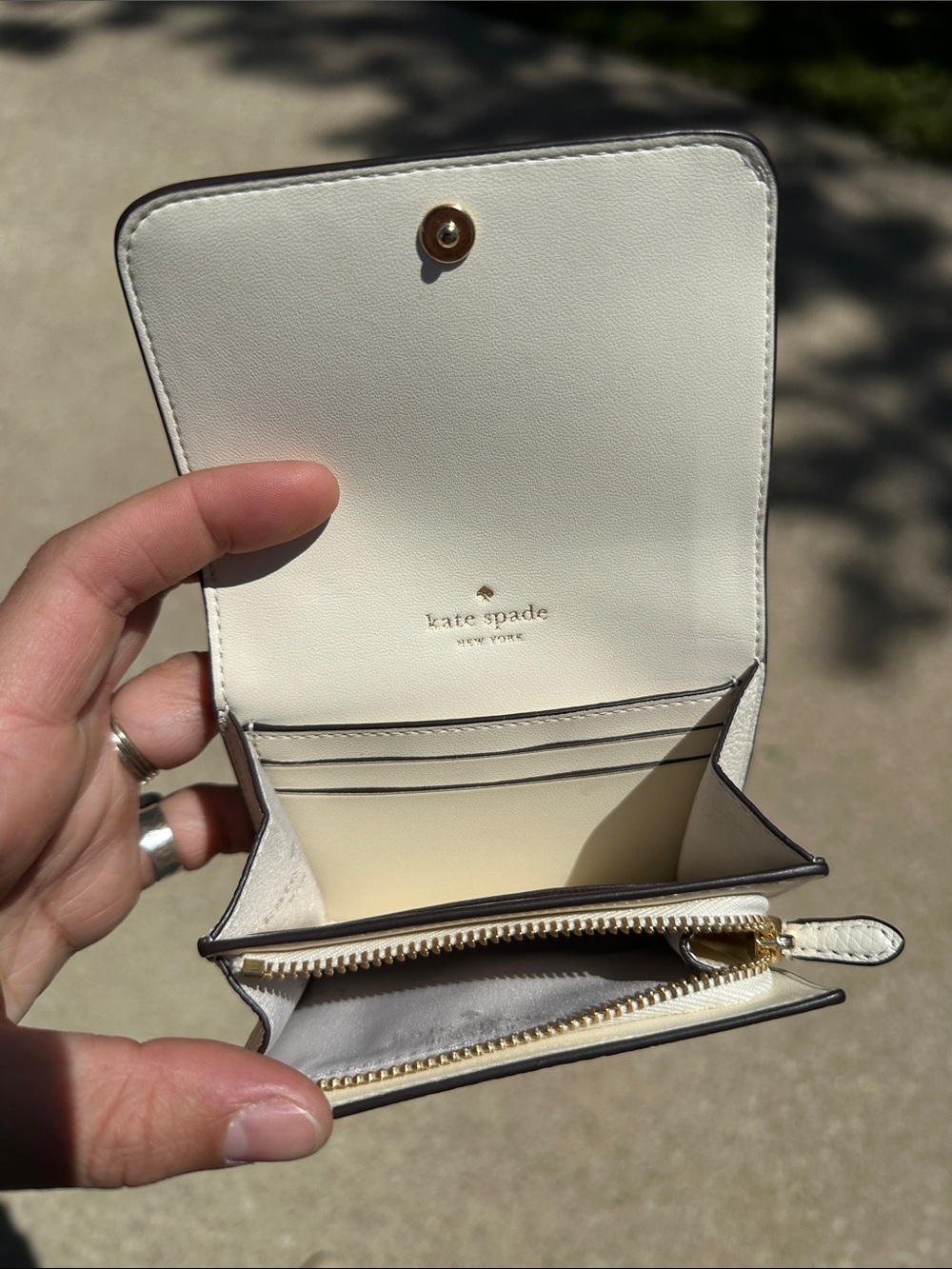 Kate Spade Cream Kayla Small L-Zip Wallet Meringue - Picture 7 of 8